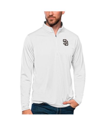 Antigua Men's White San Diego Padres Tribute Quarter-Zip Pullover Top