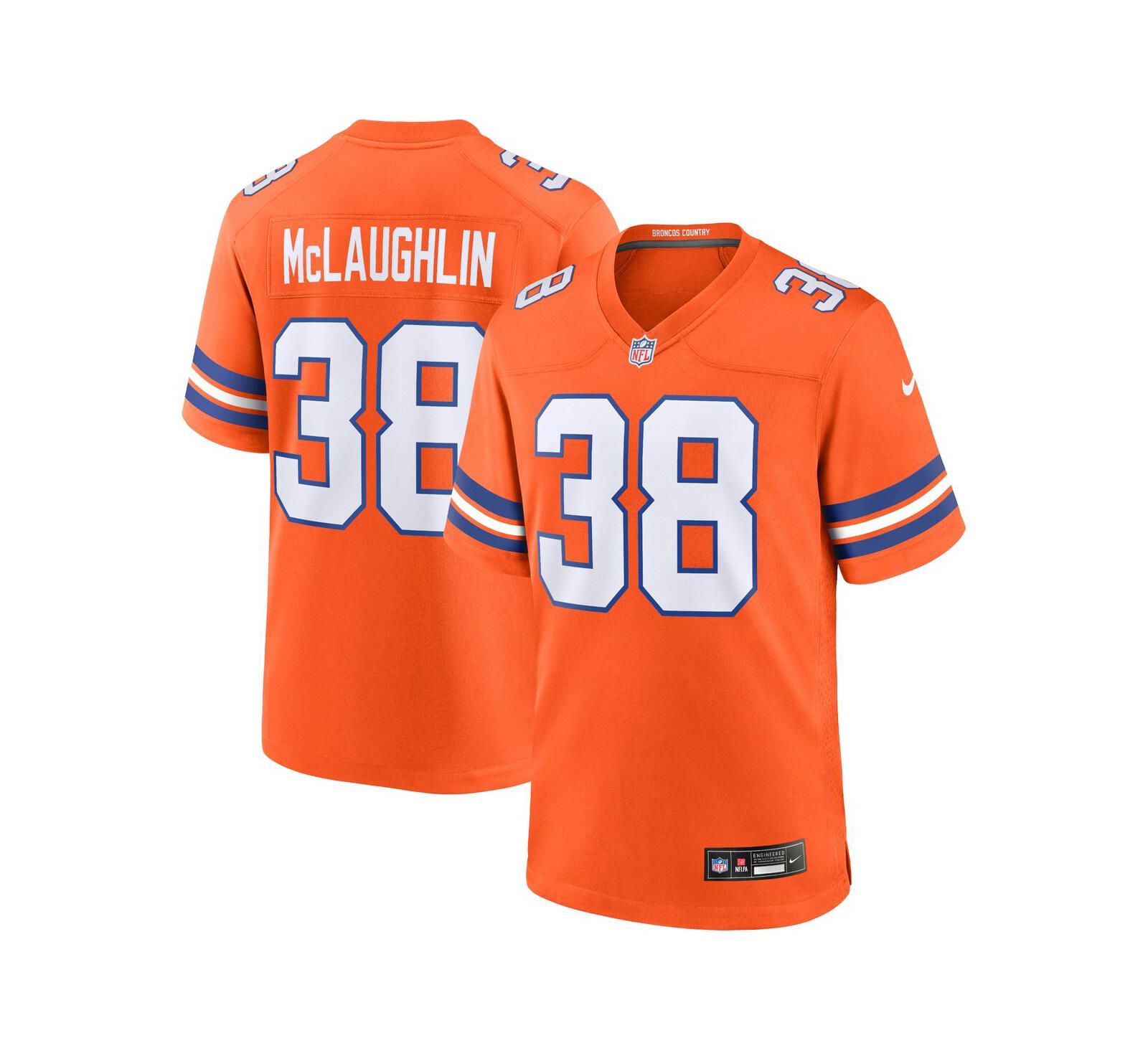Nike Men's Jaleel McLaughlin Orange Denver Broncos Mile High Collection 1977 Throwback Player Game Jersey