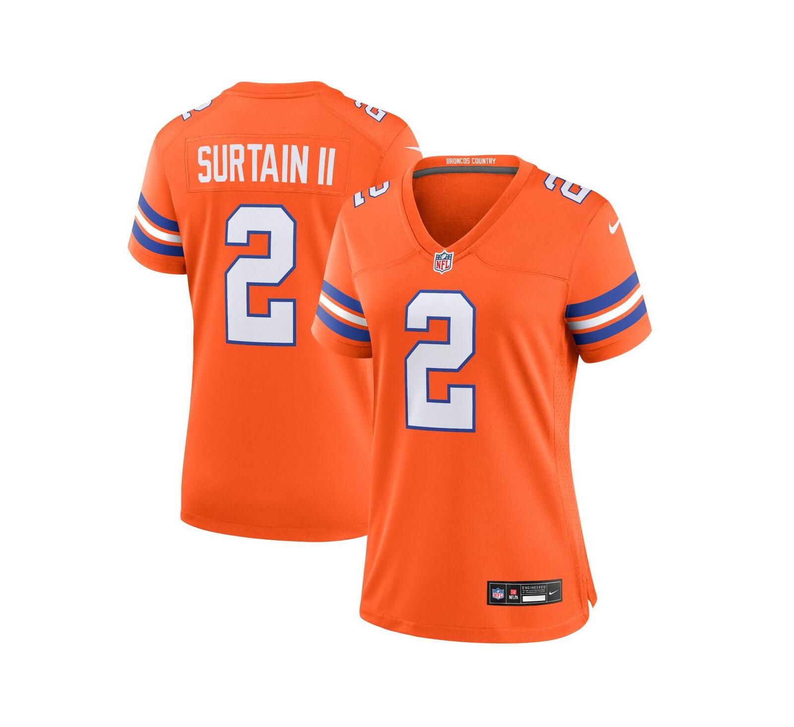 Мужская игровая джерси Nike Patrick Surtain II Denver Broncos Mile High Collection 1977 Throwback