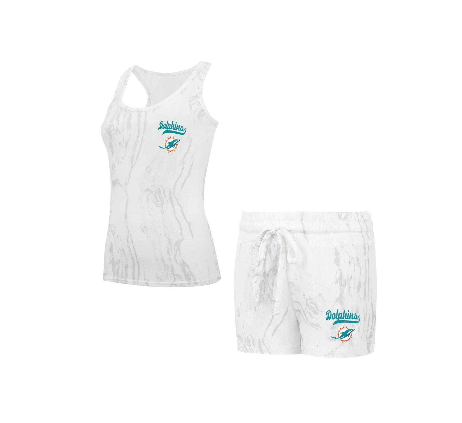 Комплект Concepts Sport Women's Miami Dolphins Quartz Hacci Knit Tank Top Shorts Sleep Set