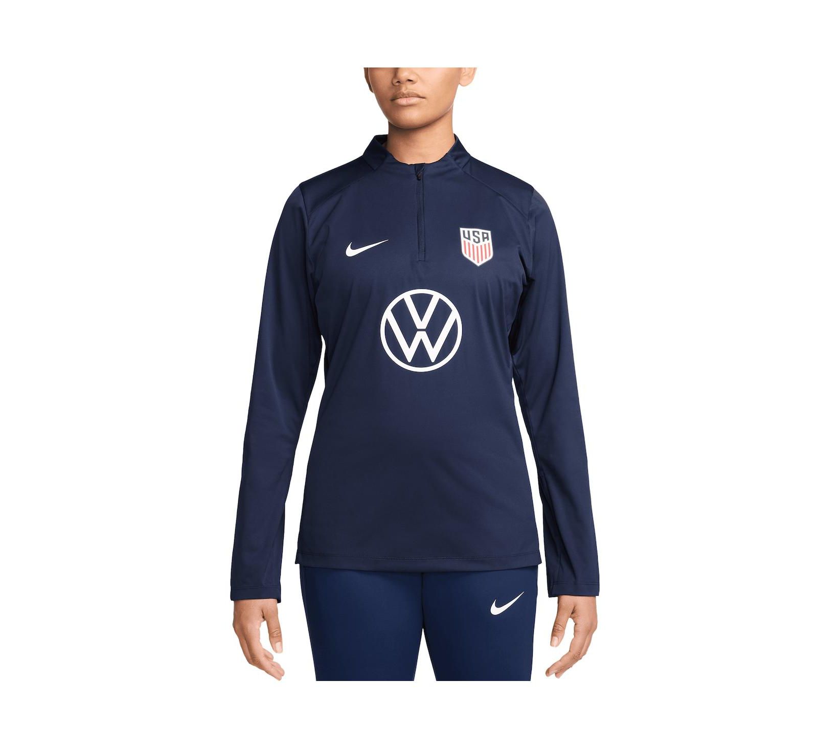 Nike Women's Navy USMNT 2024 Strike Drill Performance Quarter-Zip Pullover Top