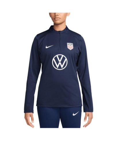 Nike Женская темно-синяя спортивная кофта Nike USMNT 2024 Strike Drill Performance Quarter-Zip Pullover