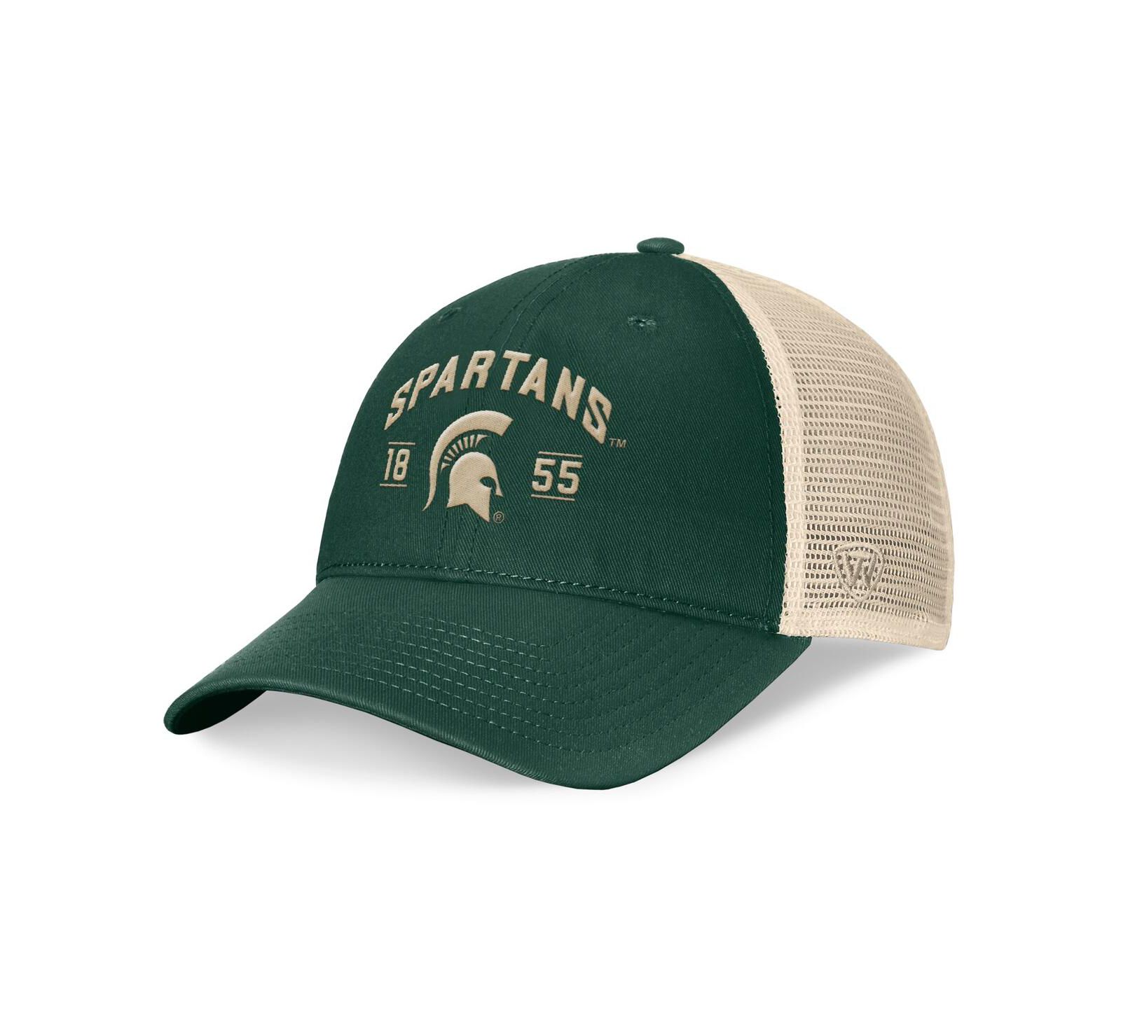 Мужская кепка Top of the World Green Michigan State Spartans Heritage Waylon Trucker, регулируемая