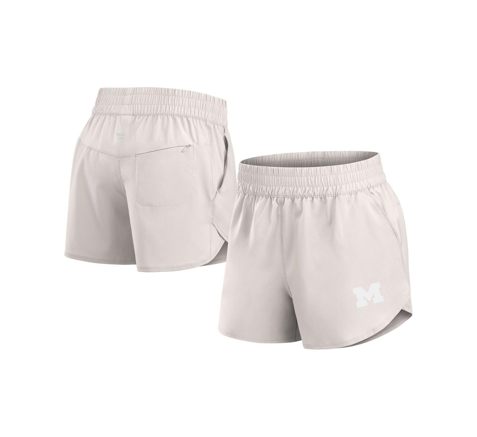 Шорты Fanatics Women's White Michigan Wolverines Studio Woven Vibe