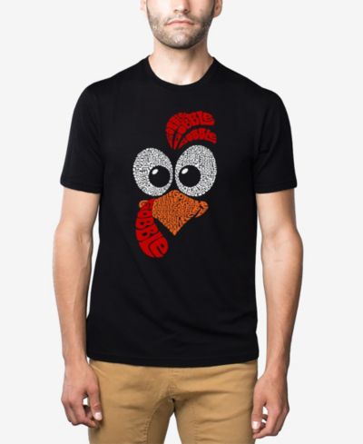LA Pop Art Men's Cotton/Poly Blend Word Art T-Shirt - Turkey Face