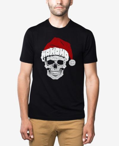 LA Pop Art Мужская футболка Santa Skull, смесь хлопка и полиэстера