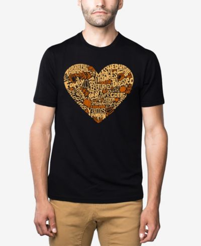 LA Pop Art Men's Cotton/Poly Blend Word Art T-Shirt - Thanksgiving Heart