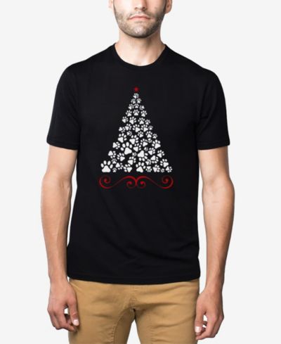 LA Pop Art Men's Paw Christmas Tree Premium Blend Word Art T-Shirt