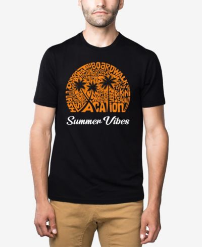LA Pop Art Men's Cotton/Poly Blend Word Art T-Shirt - Summer Vibes