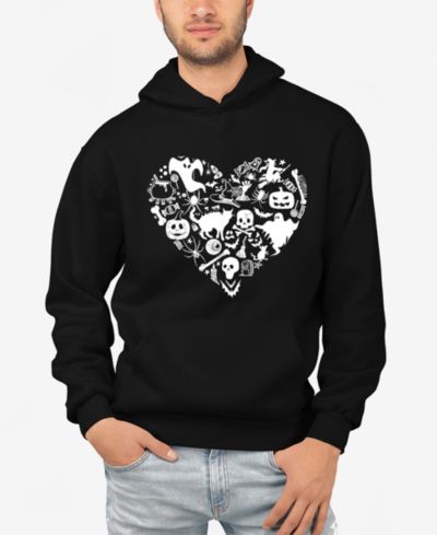 LA Pop Art Men's Halloween Heart Word Art Hooded Sweatshirt