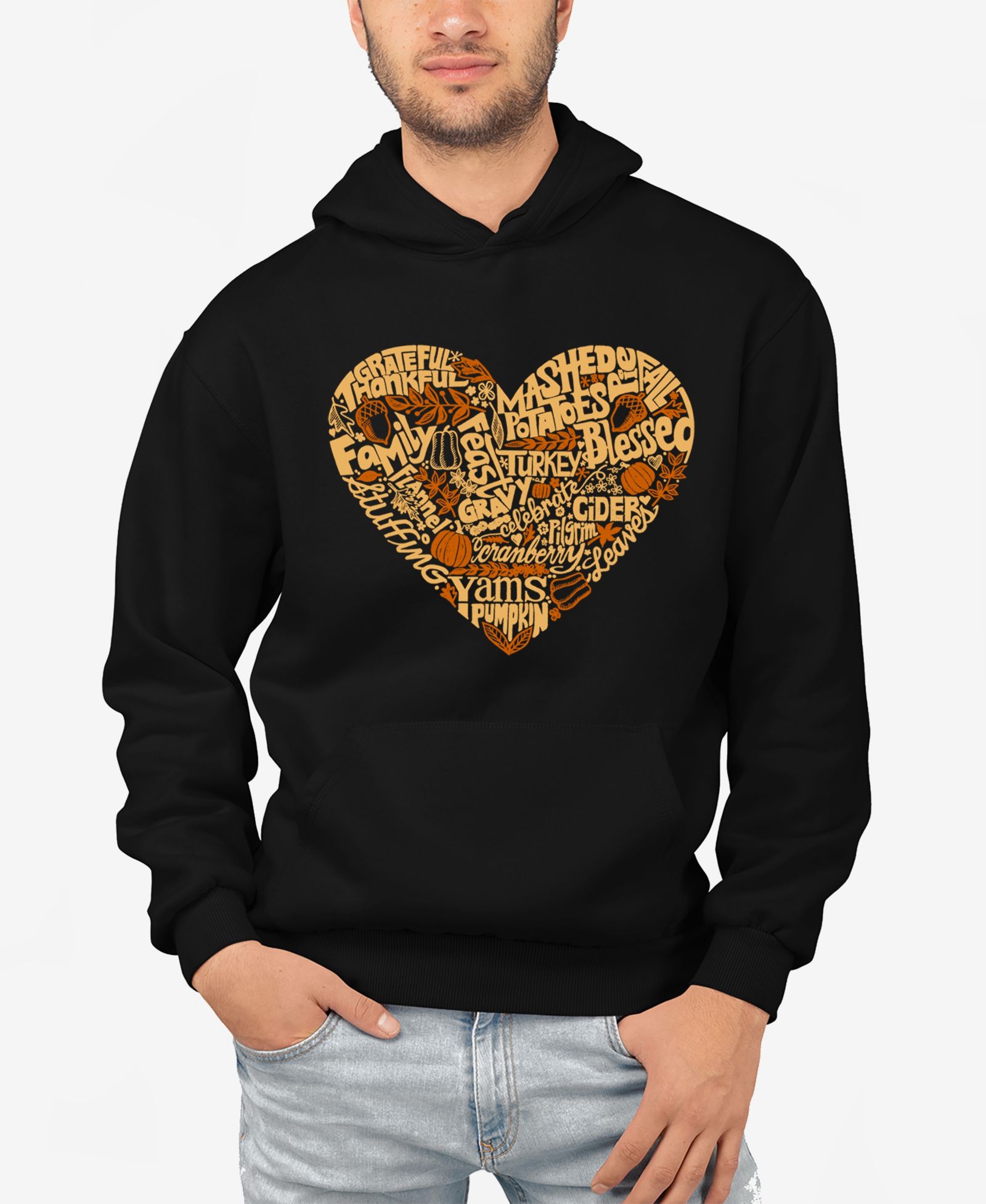 LA Pop Art Мужской толстовка с капюшоном Thanksgiving Heart Word Art
