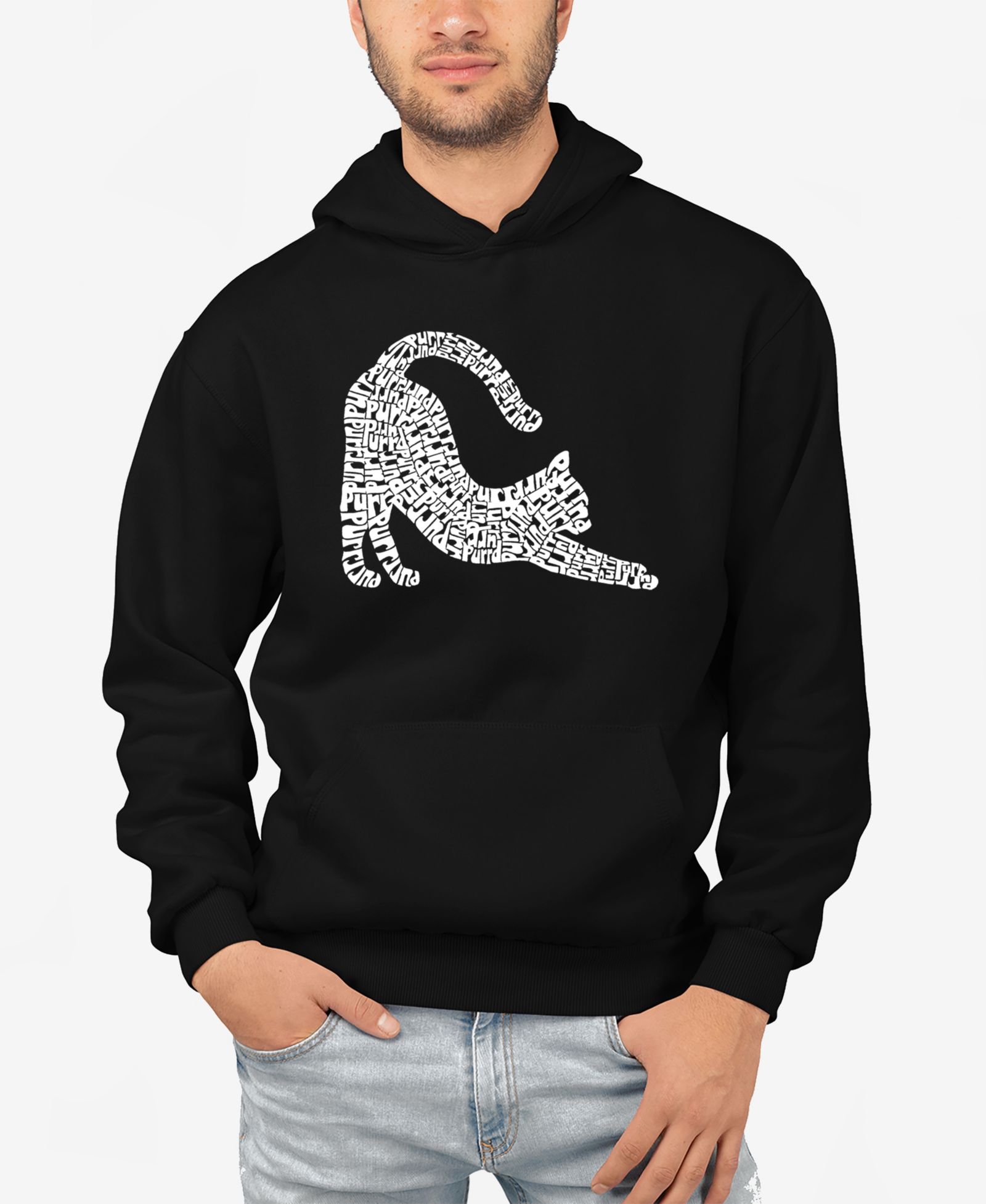 Мужское худи LA Pop Art Stretching Cat Word Art