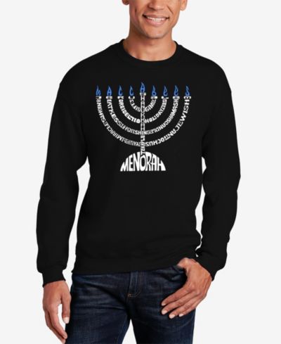 LA Pop Art Men's Menorah Word Art Crewneck Sweatshirt