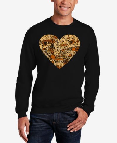 LA Pop Art Men's Thanksgiving Heart Word Art Crewneck Sweatshirt