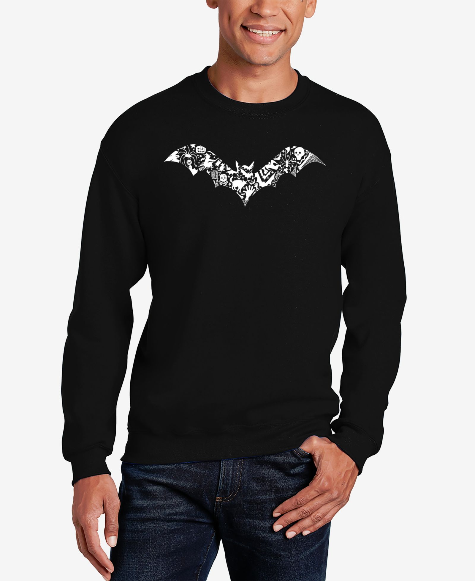 LA Pop Art Мужской свитшот с принтом Halloween Bat Word Art