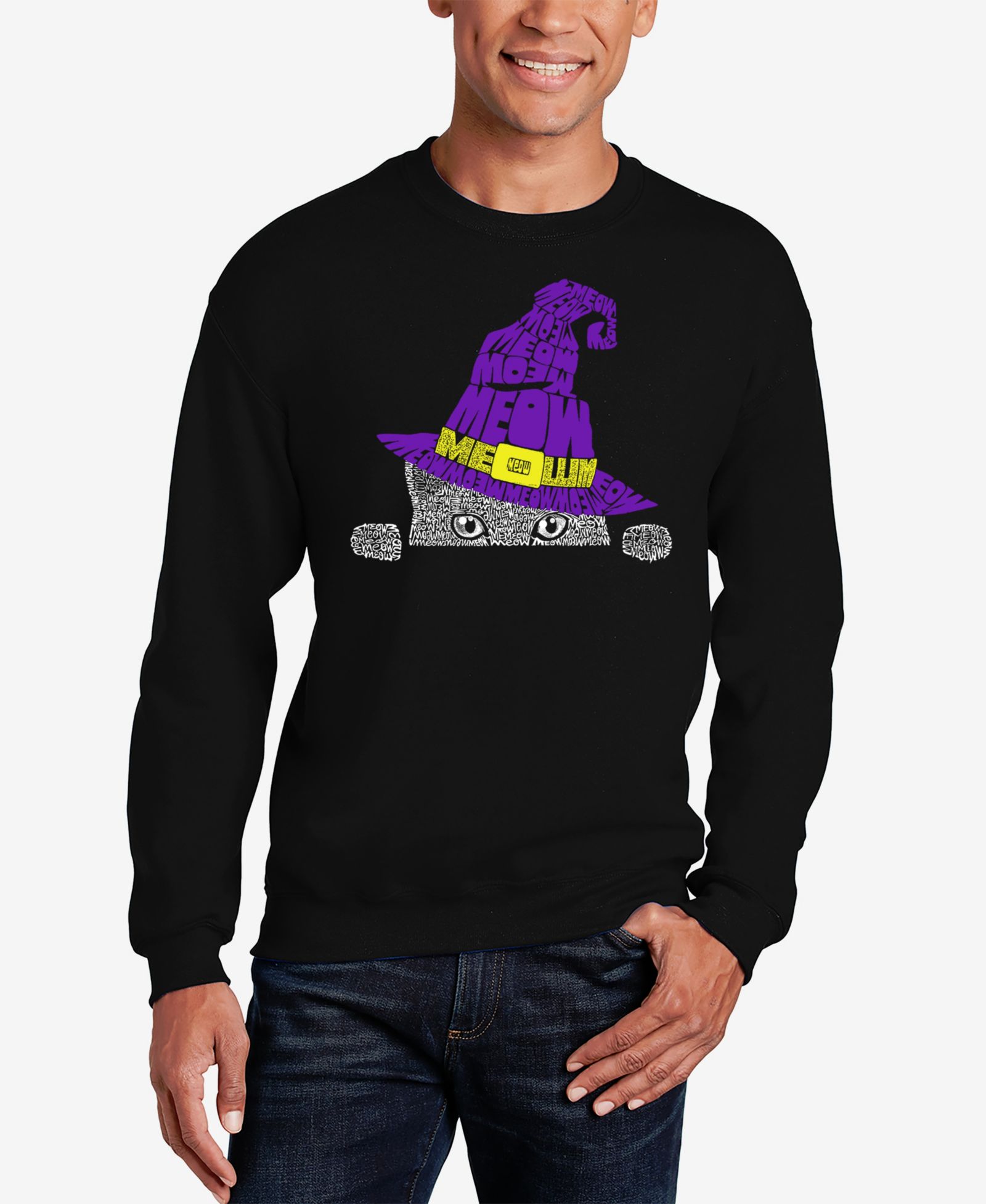 LA Pop Art Мужской свитшот с принтом Peeking Witch Cat
