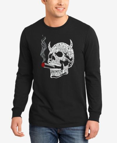 LA Pop Art Мужская футболка с длинным рукавом 7 Deadly Sins Skull Word Art