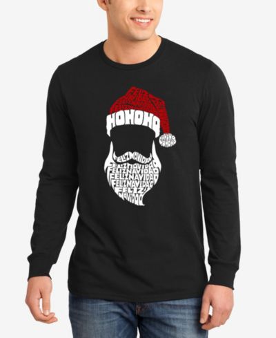 Мужская LA Pop Art Feliz Navidad Santa Claus Word Art Long Sleeve T-Shirt