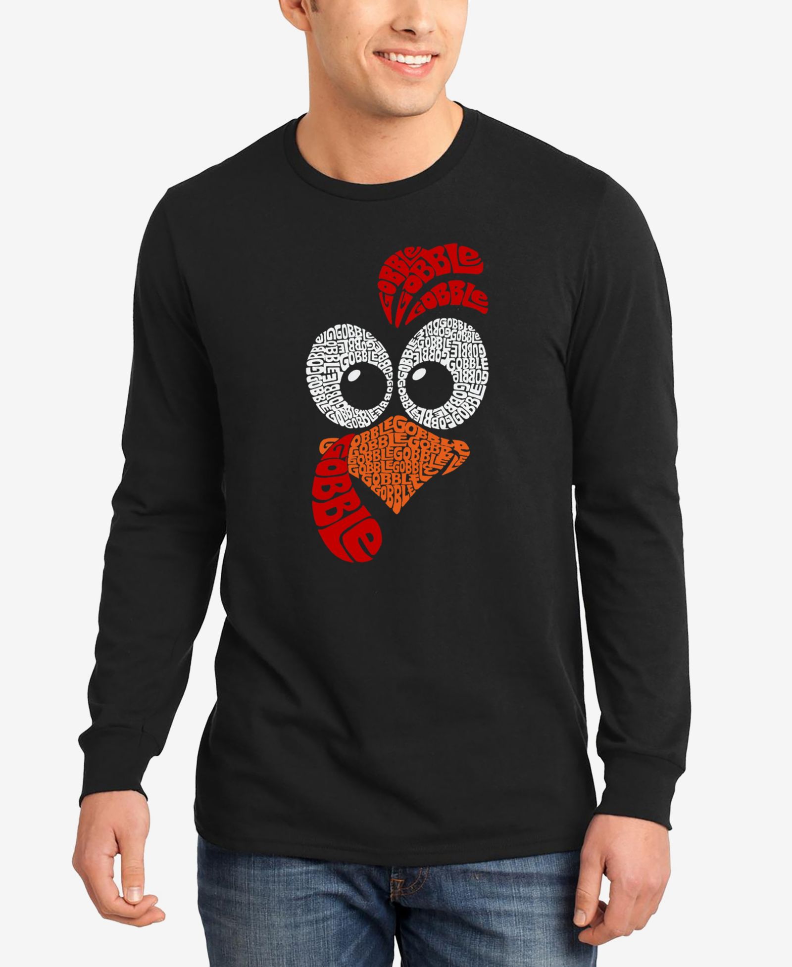 Мужская футболка LA Pop Art Turkey Face Word Art Long Sleeve