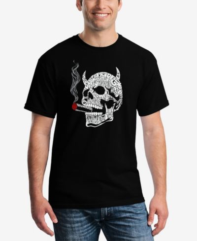 LA Pop Art Men's 7 Deadly Sins Skull Word Art T-Shirt
