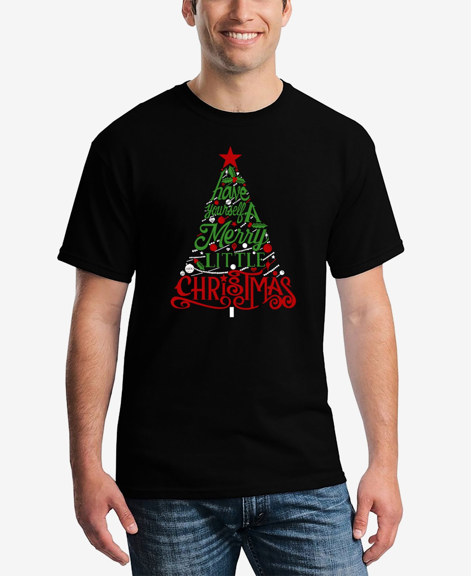 LA Pop Art Men's Have Yourself a Merry Little Christmas Word Art T-Shirt