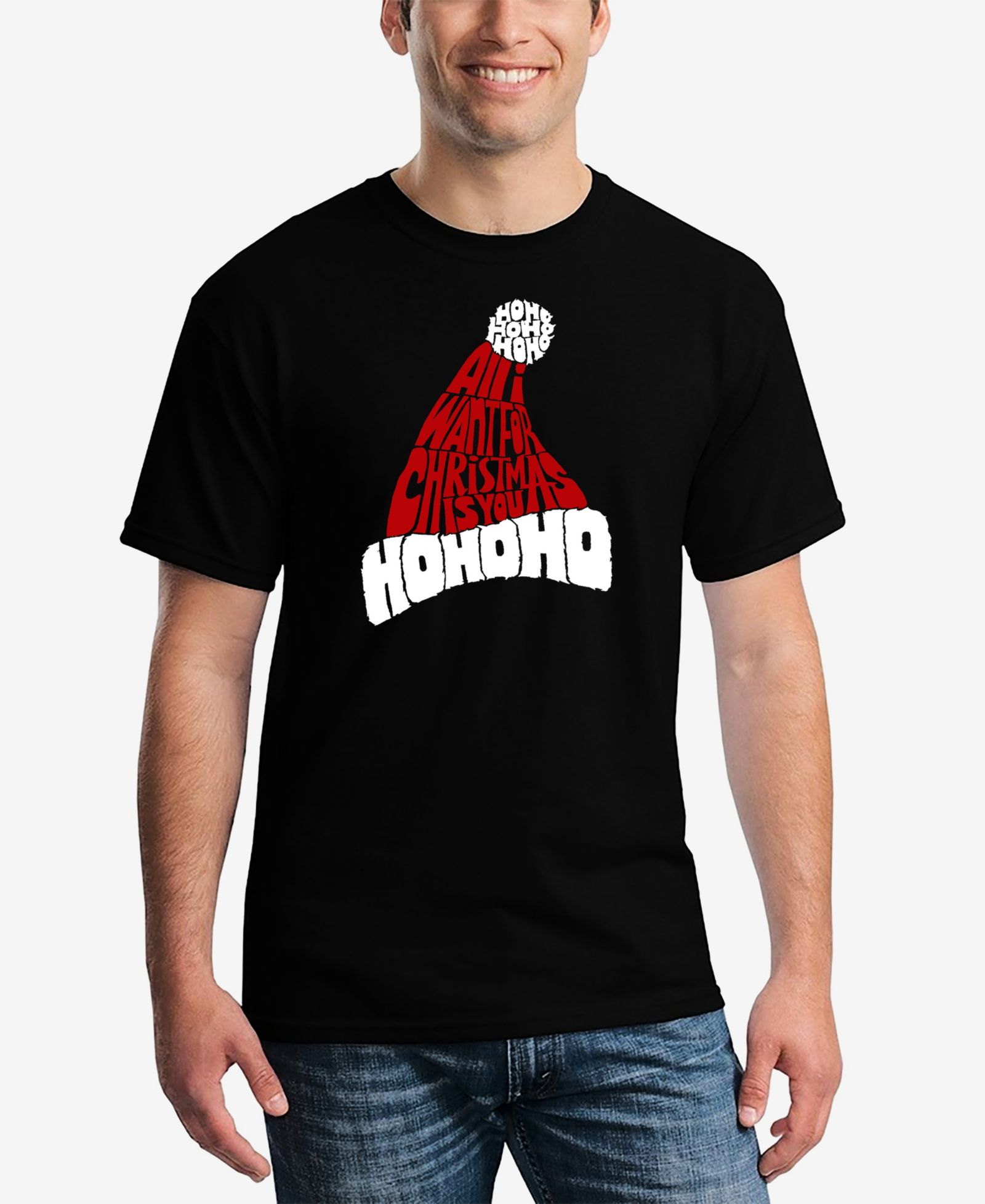 LA Pop Art Men's All I Want for Christmas Is You Word Art T-Shirt