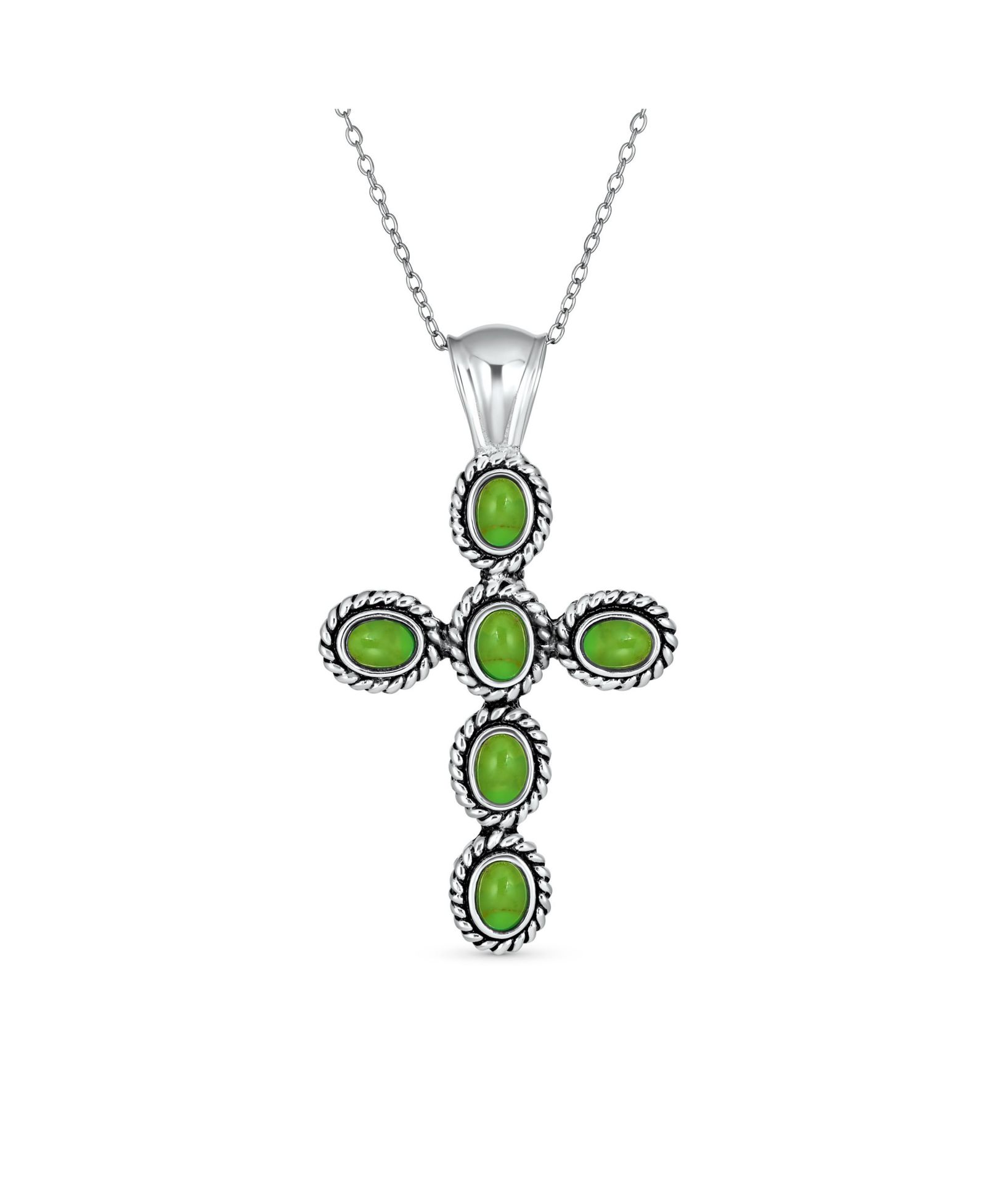 Bling Jewelry кулон Cross Pendant Multi Color Stones Bezel Set Sterling Silver South Western Style