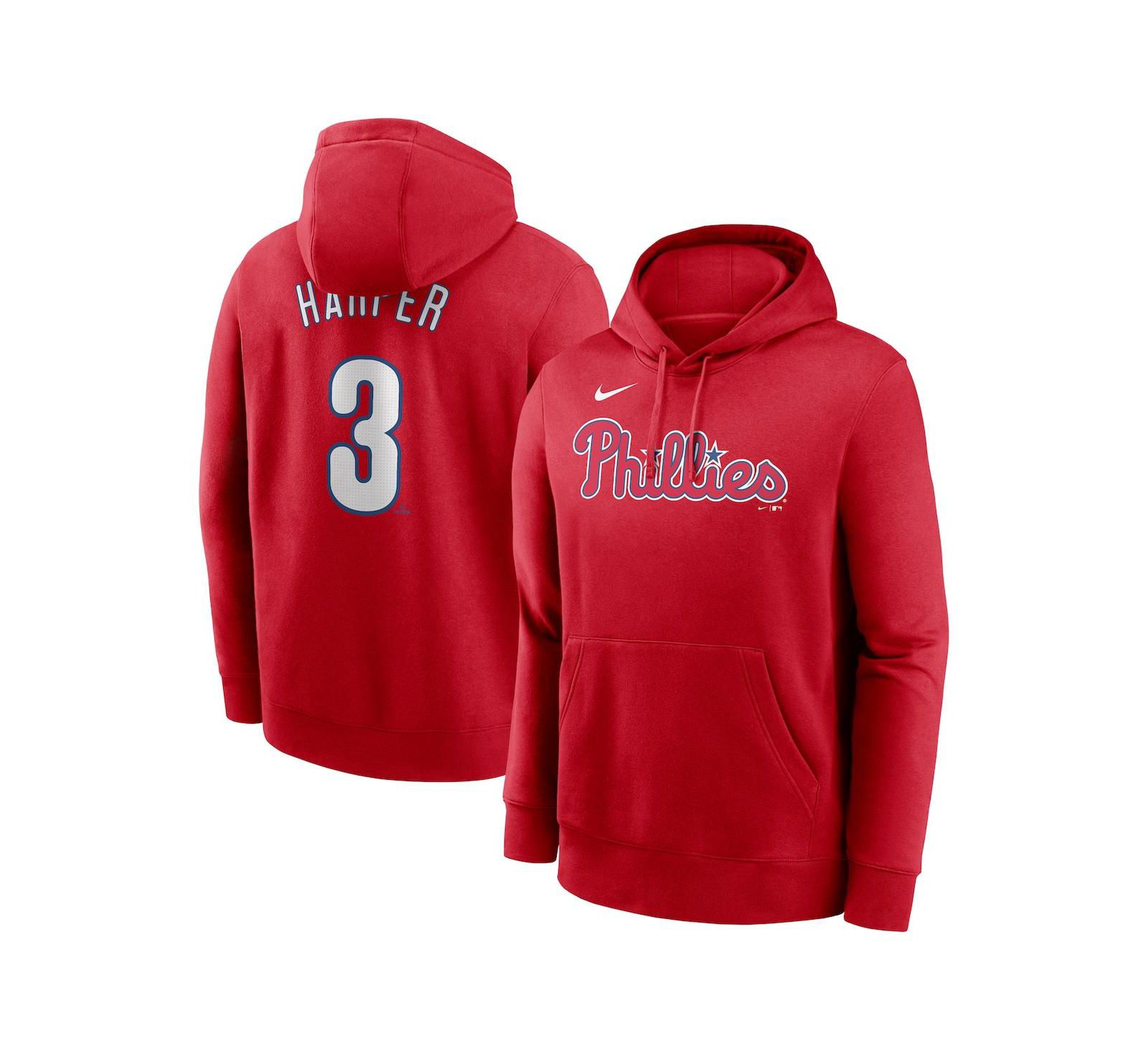Мужское худи Nike Bryce Harper Red Philadelphia Phillies Player Name & Number Club Pullover