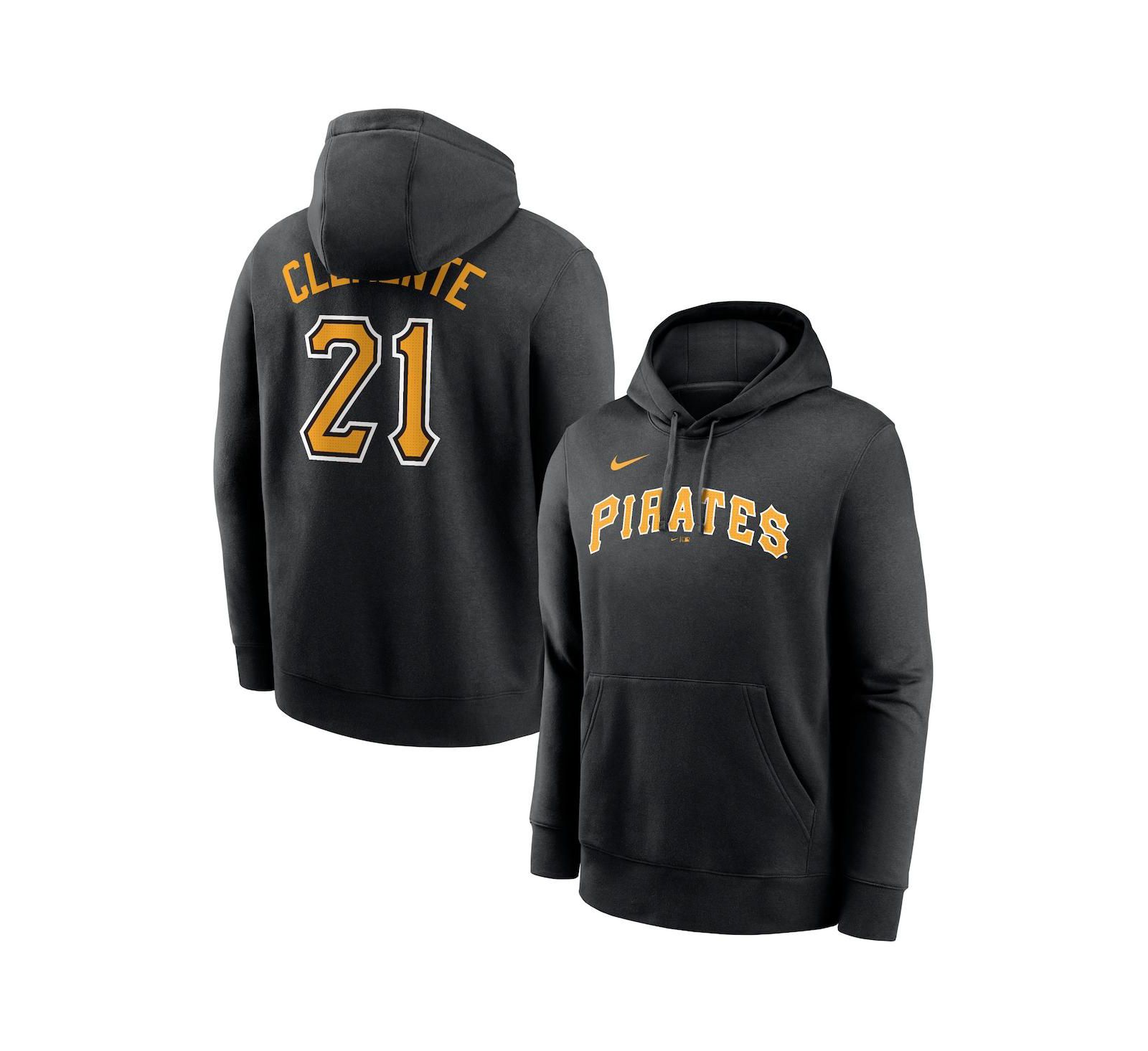 Мужское худи Nike Roberto Clemente Black Pittsburgh Pirates Player Name & Number Club Pullover