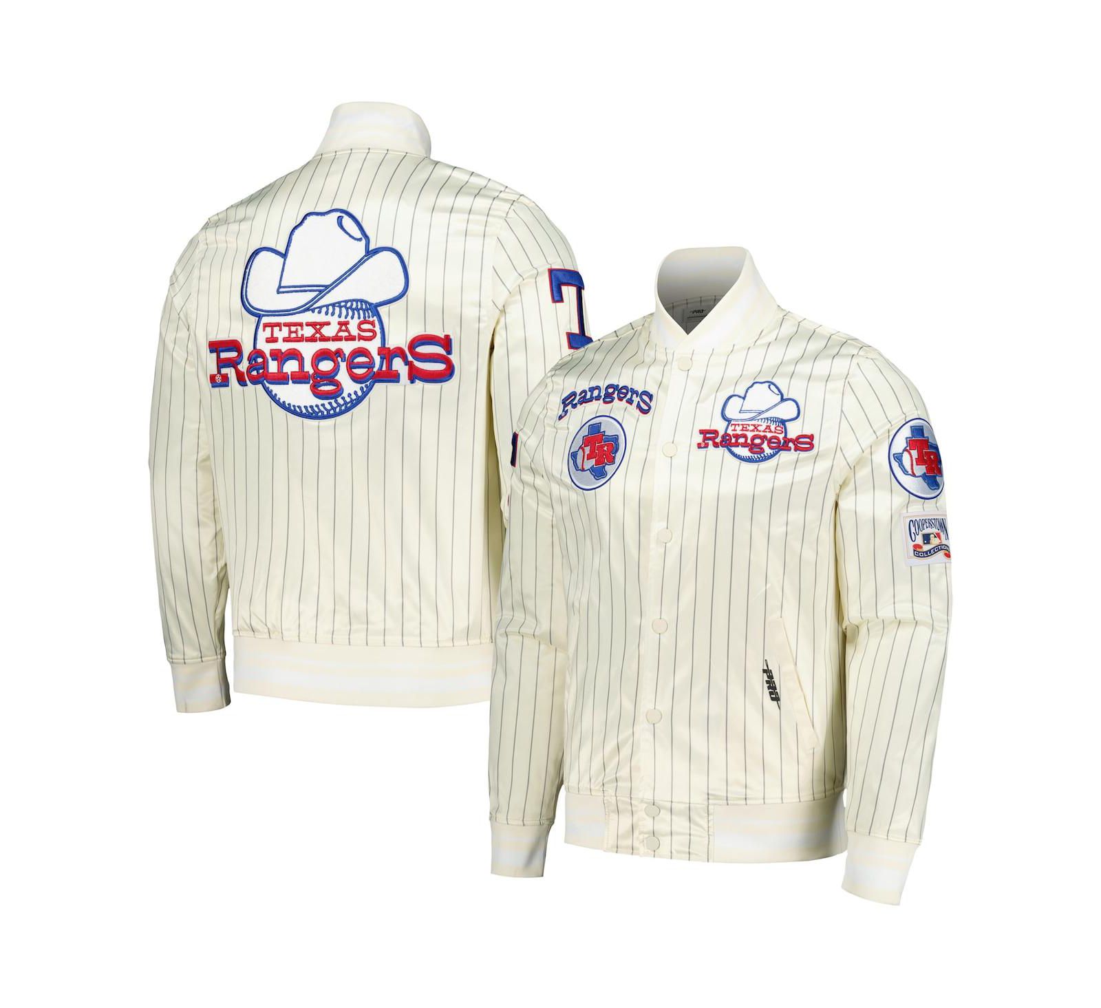 Pro Standard Men's Cream Texas Rangers Cooperstown Collection Pinstripe Retro Classic Satin Full-Snap Jacket