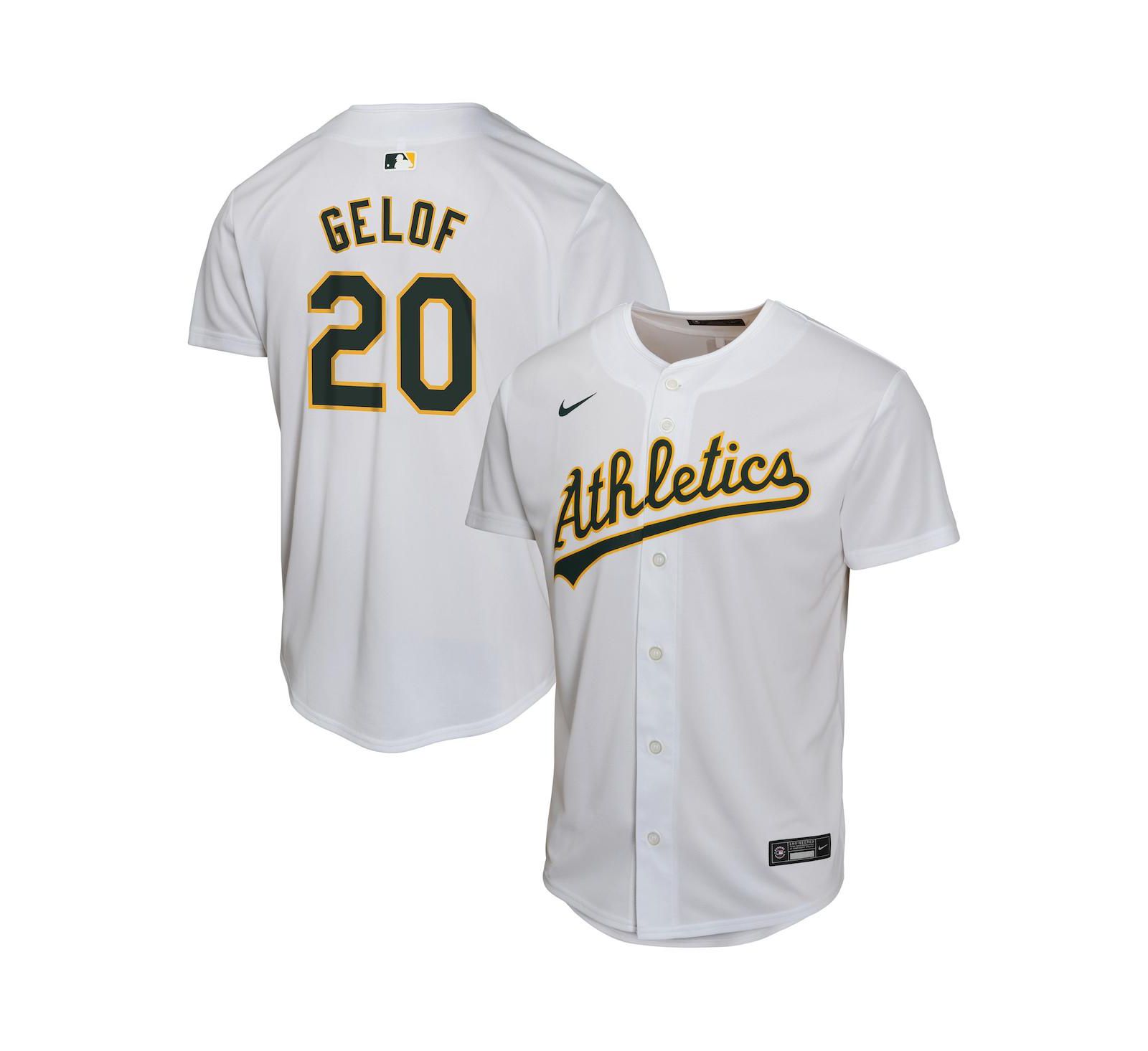 Nike джерси игрока Oakland Athletics Zack Gelof для мальчиков и девочек серого цвета