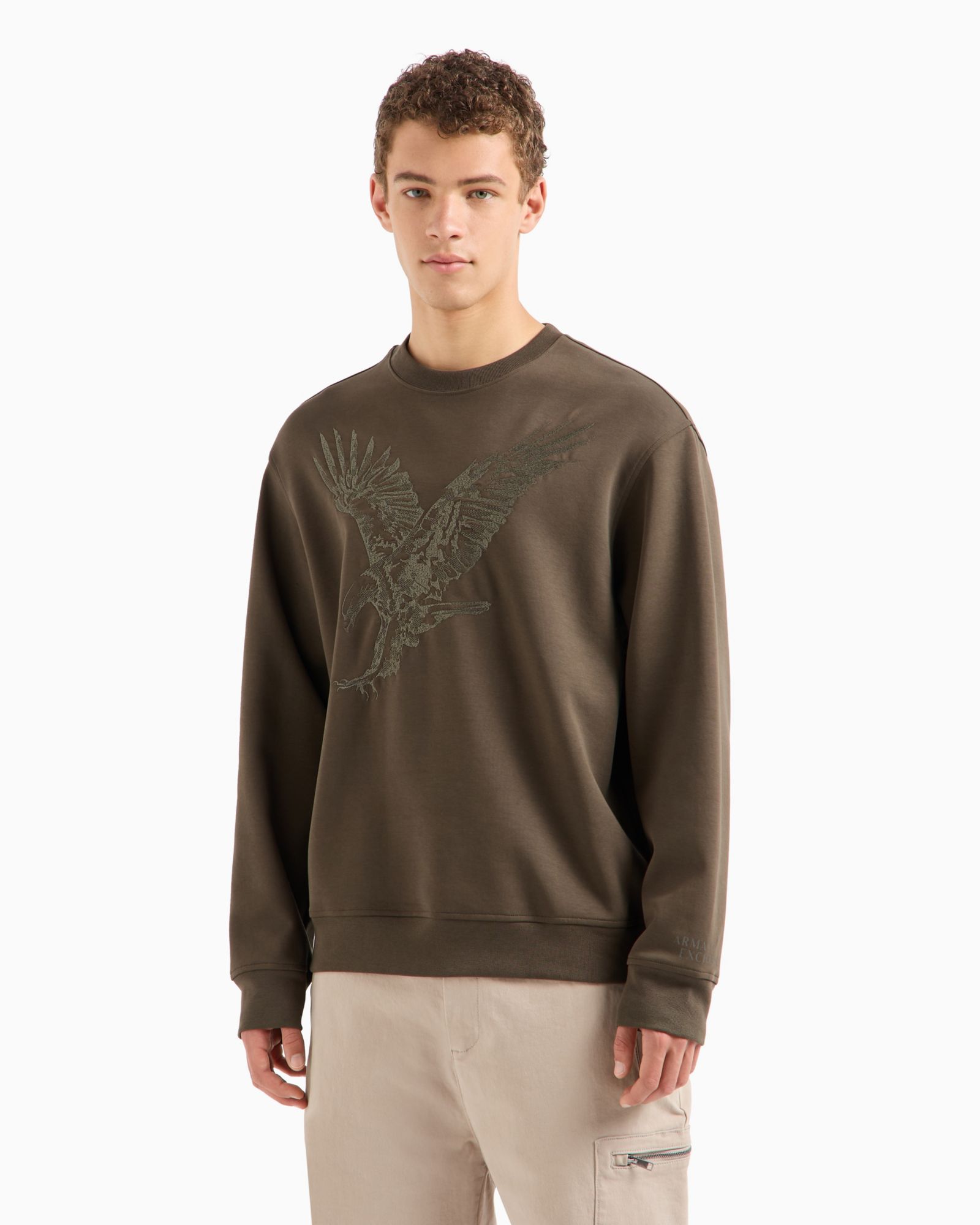 A|X Armani Exchange Men's Regular-Fit Eagle Logo Embroidered Sweatshirt