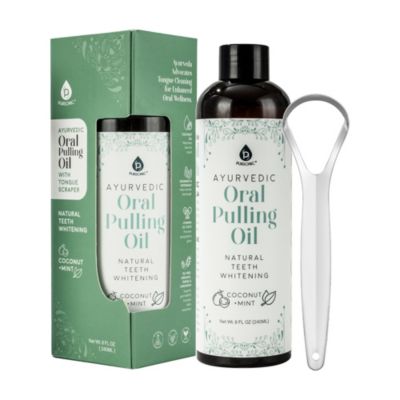 Масло для орального полоскания Ayurvedic Oral Pulling Oil с скребком для языка PURSONIC