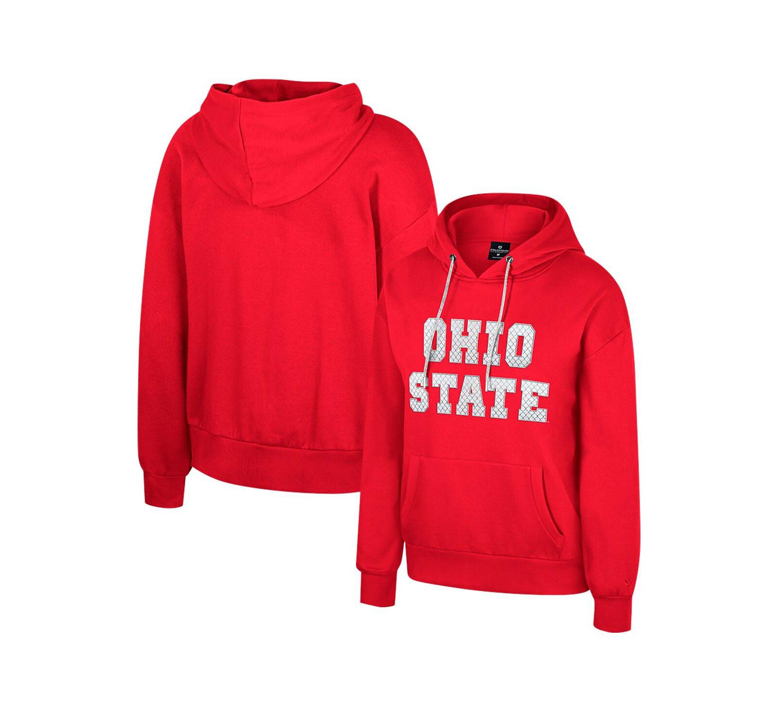 Colosseum Women's Scarlet Ohio State Buckeyes Reflection Rhinestone Drawcord Pullover Hoodie