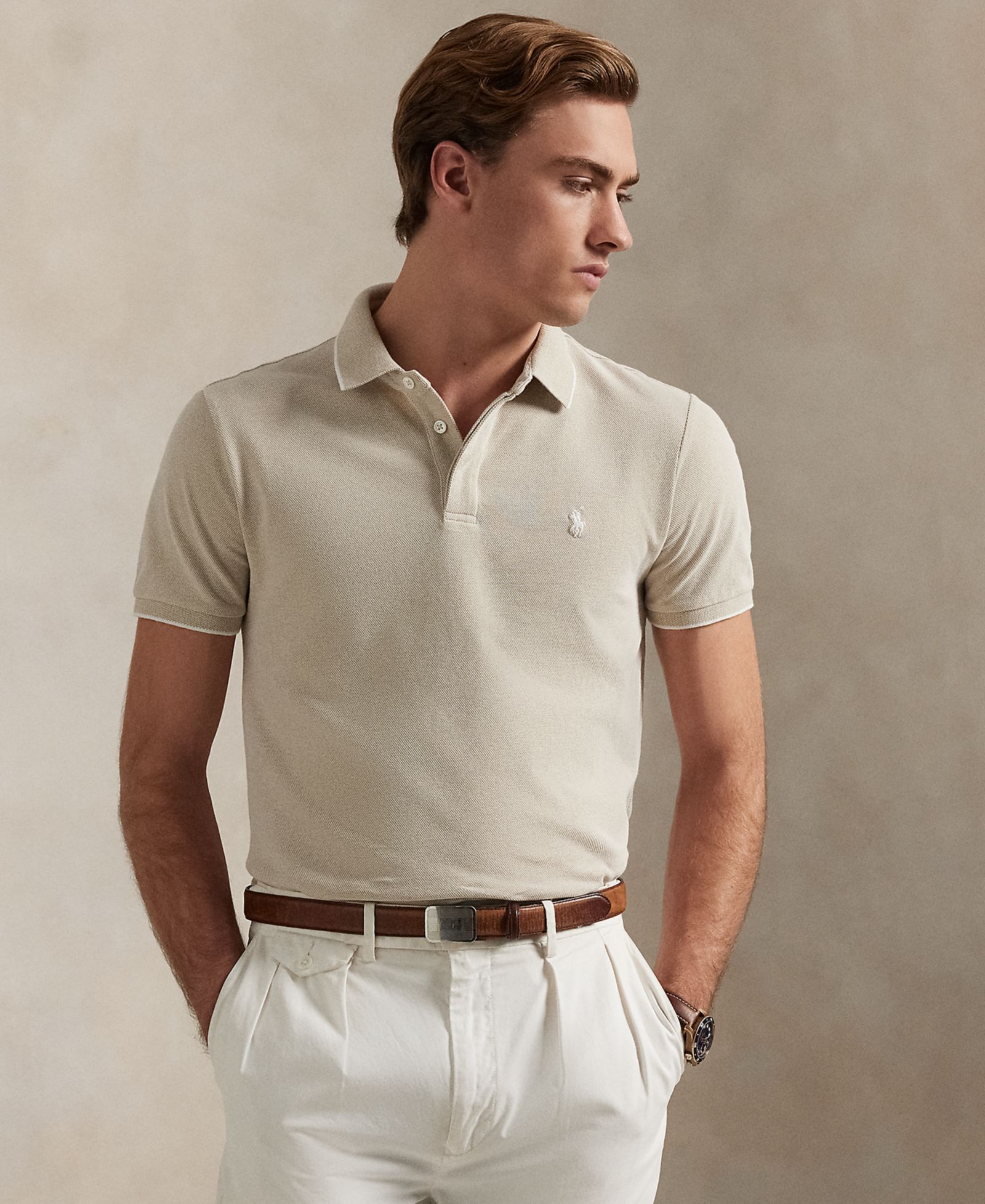 Мужская рубашка Polo Ralph Lauren Classic-Fit Stretch Oxford Mesh Polo