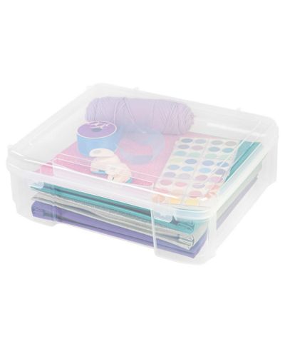 IRIS USA Fits 12" x 12" Paper Thick Portable Plastic Scrapbook Project Case with Built-in Handle