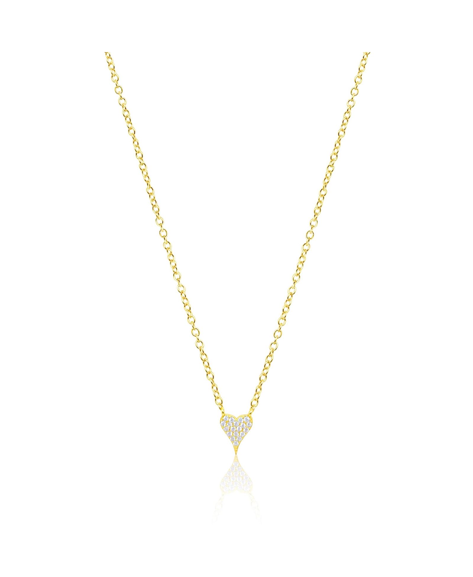 Etoielle Yellow Gold Tone Dainty Pave Elongated Heart Necklace