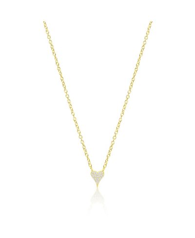 Etoielle Yellow Gold Tone Dainty Pave Elongated Heart Necklace
