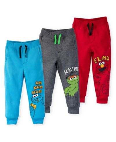 Детский набор из 3 брюк Sesame Street Baby Boys Baby Elmo Cookie Monster Oscar the Grouch Fleece