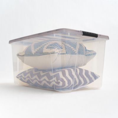 IRIS 72 Quart Stack and Pull Clear storage Box, Gray, 3 Pack