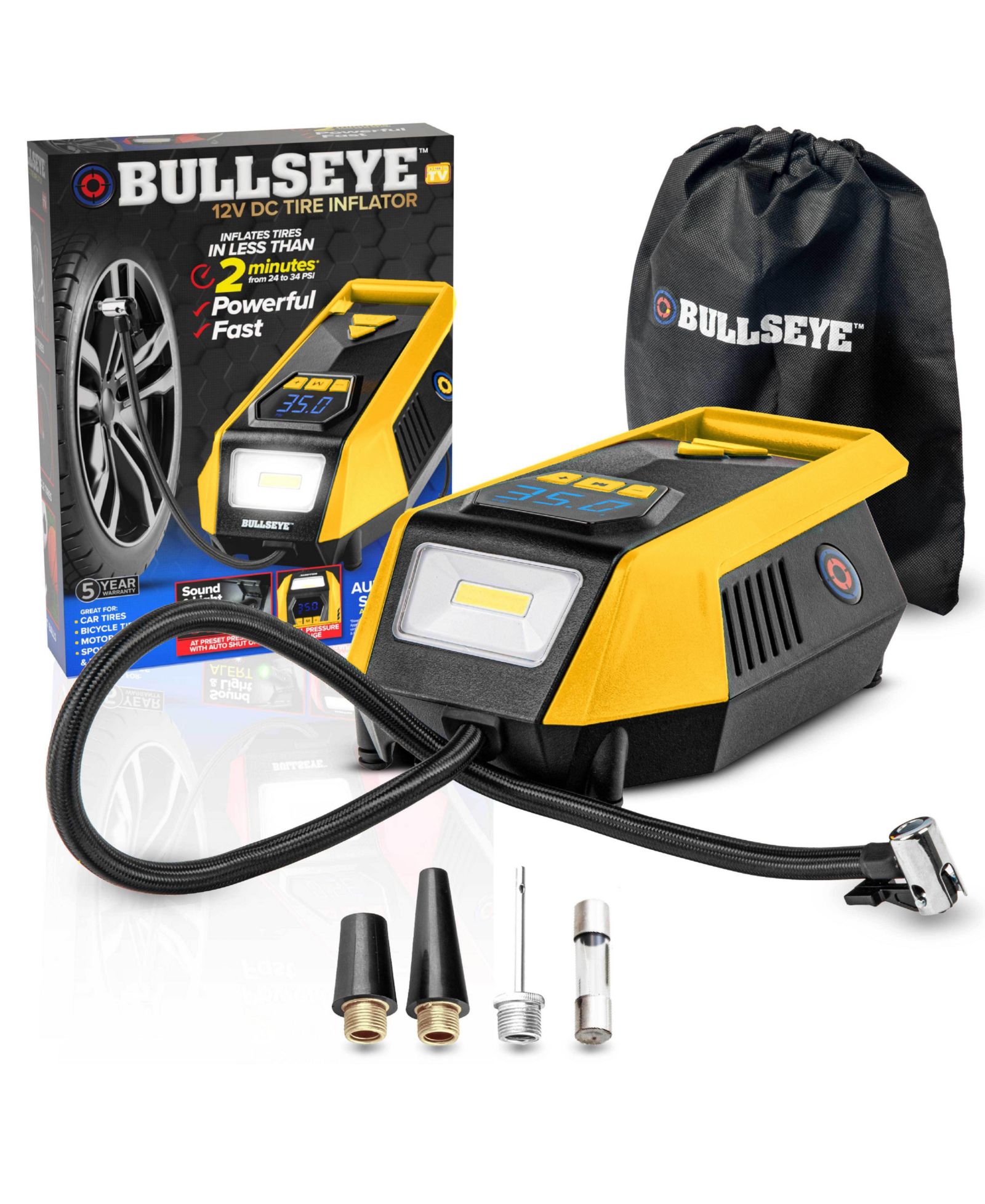 Ручной автомобильный компрессор BULLSEYE 150 PSI с цифровым манометром