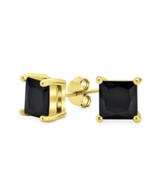 Bling Jewelry Classic 1CT Solitaire Princess Cut Stud Earrings 14K Gold Plated Silver 7MM