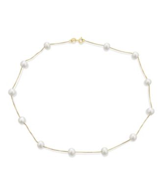 Bling Jewelry Elegant Tin Cup Freshwater Pearl Necklace Gold Plated Sterling Silver 16"