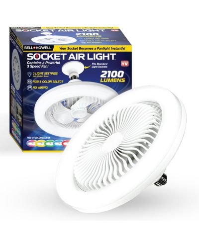 Потолочный вентилятор Bell + Howell Socket Air 10.1 in. LED Color Changing Indoor White with Remote