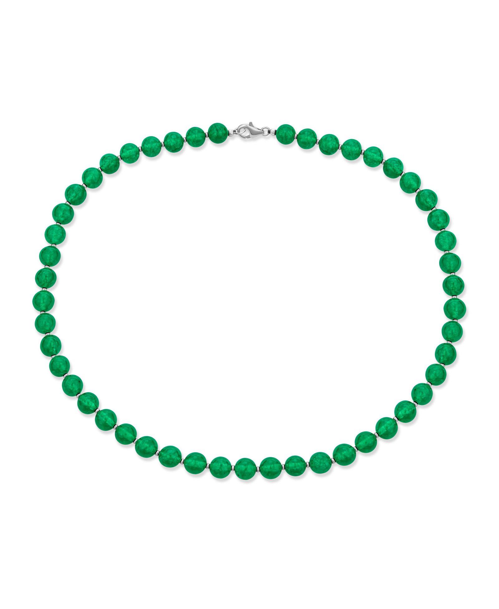 Bling Jewelry простое ожерелье с бусинами 7MM из окрашенного зеленого агата, стерлинговое серебро 19 Inch