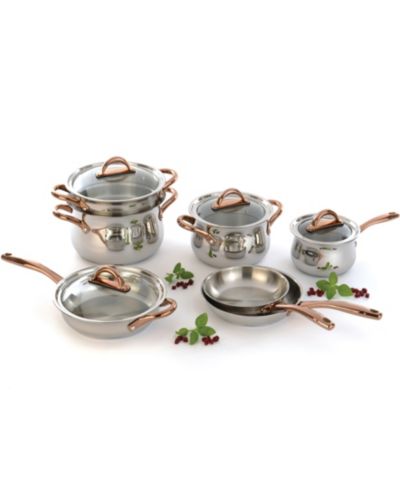 BergHOFF Ouro Gold 11Pc 18/10 Stainless Steel Cookware Set with Glass Lids