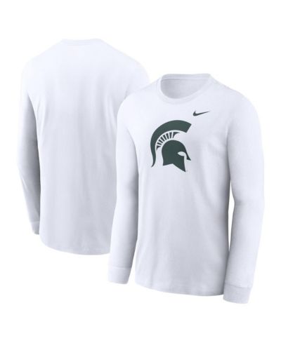 Nike Men's White Michigan State Spartans Primary Logo Long Sleeve T-Shirt