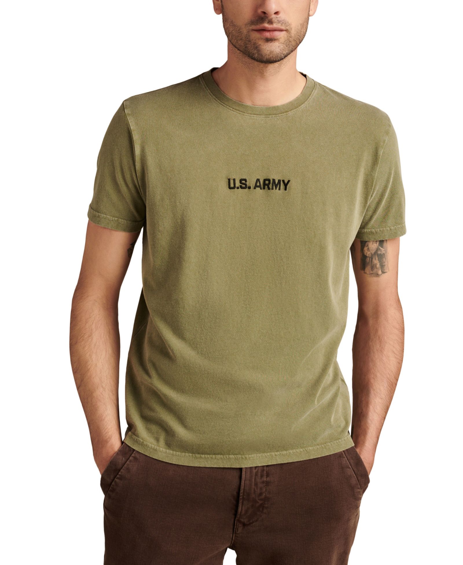 Мужская футболка Lucky Brand Army Logo с принтом на спине, размер S