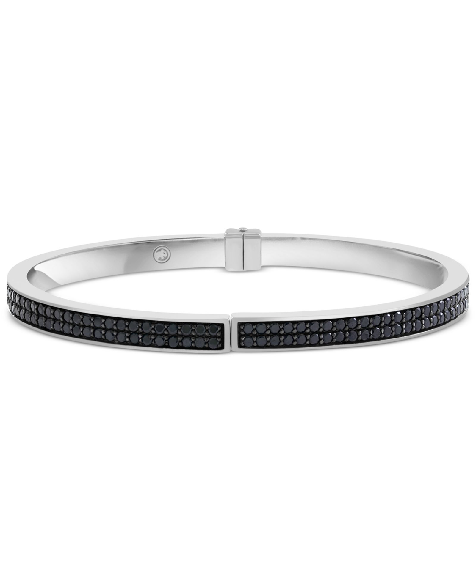 Мужской браслет EFFY® Black Spinel Double Row Narrow Bangle (2-3/4 ct. t.w.) из стерлингового серебра