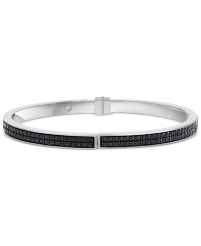 Мужской браслет EFFY® Black Spinel Double Row Narrow Bangle (2-3/4 ct. t.w.) из стерлингового серебра